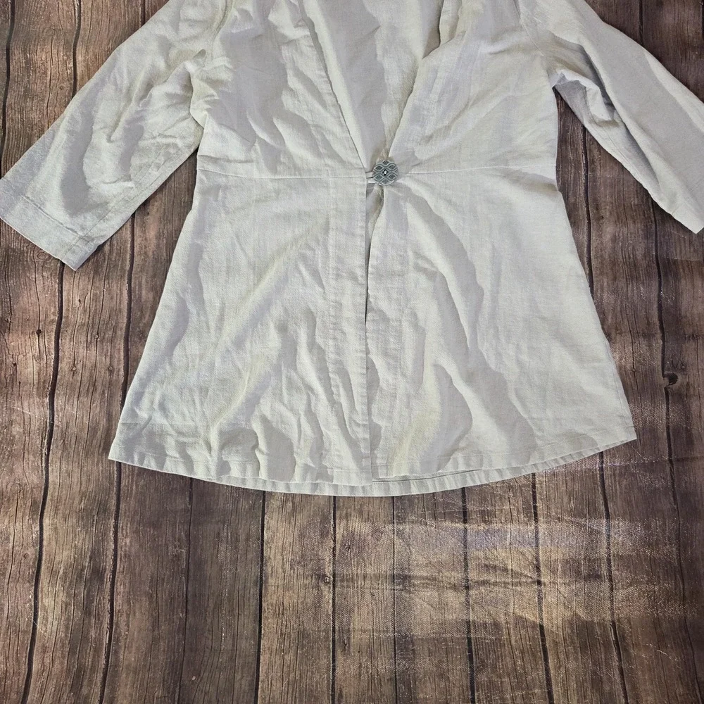 Soft‎ Surroundings Cardigan Womens M Light Peach Open Front Long Sleeve
